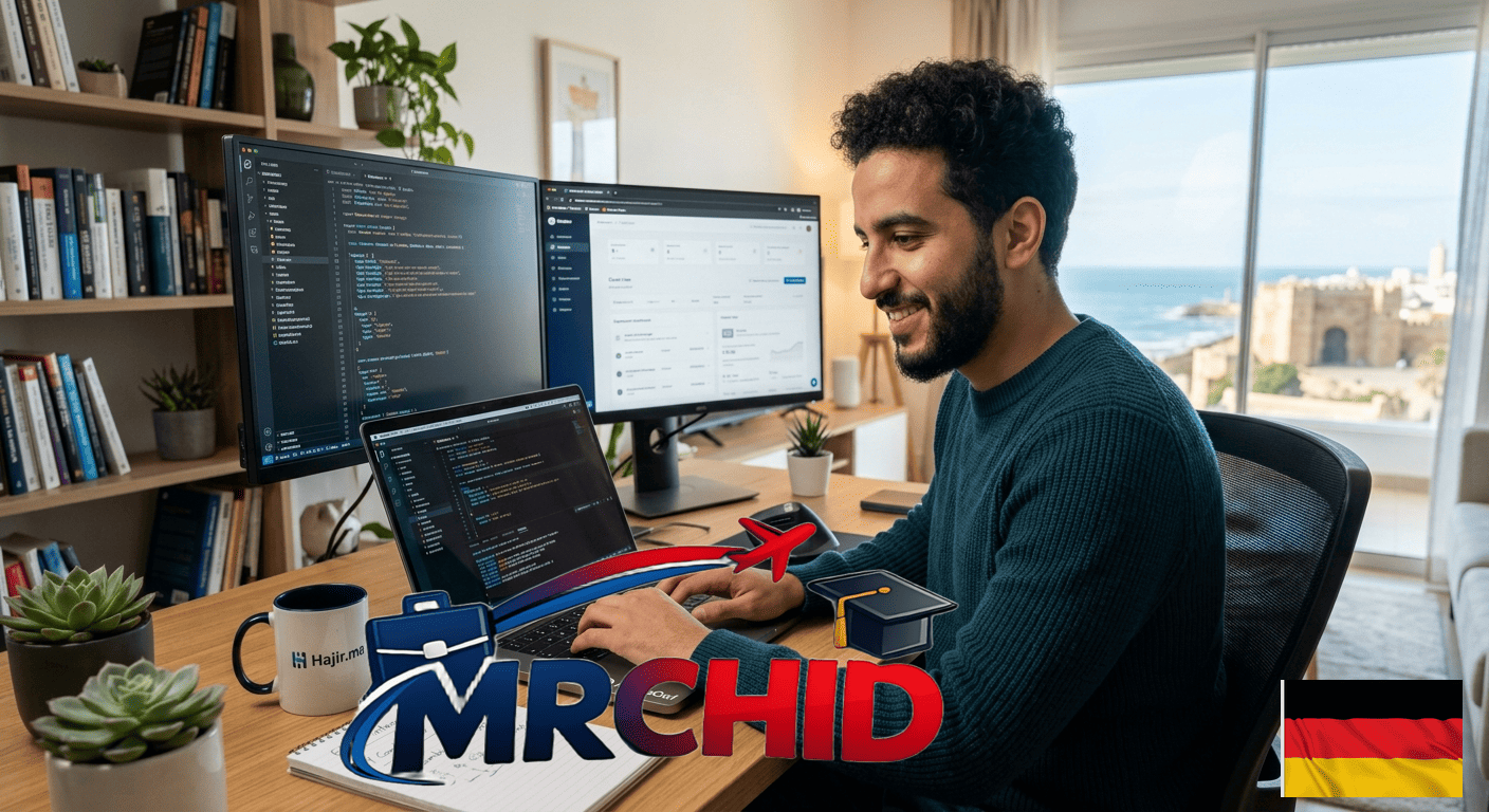 Man working on computer with monitors